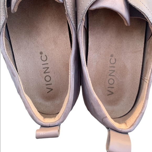 Vionic Zinah Leather Slip-On Sneakers Size 9 Tan - Picture 4 of 7